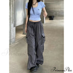 Straight Trousers Wide Leg Pockets Joggers