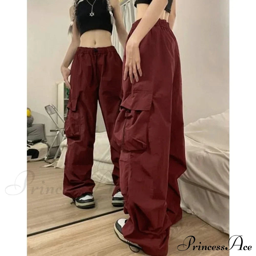 Straight Trousers Wide Leg Pockets Joggers
