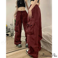 Straight Trousers Wide Leg Pockets Joggers