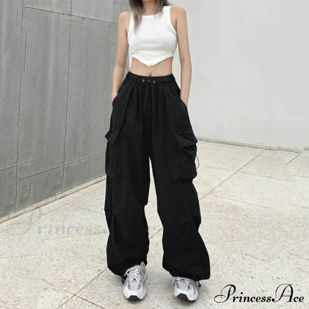 Straight Trousers Wide Leg Pockets Joggers