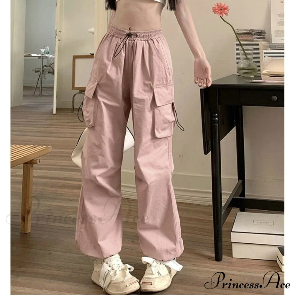 Straight Trousers Wide Leg Pockets Joggers