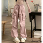Straight Trousers Wide Leg Pockets Joggers