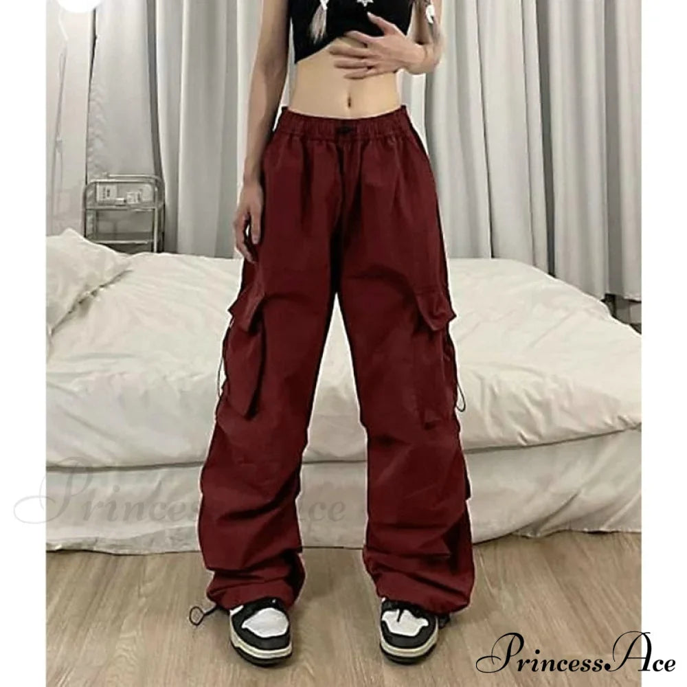 Straight Trousers Wide Leg Pockets Joggers