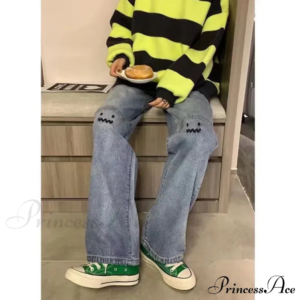 Street Trend Ruffian Handsome Letter Hip Hop Personality Trousers Jean