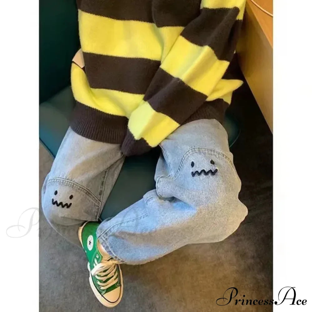 Street Trend Ruffian Handsome Letter Hip Hop Personality Trousers Jean