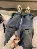 Street Trend Ruffian Handsome Letter Hip Hop Personality Trousers Jean