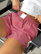 Stripe High Elastic Waist Short
