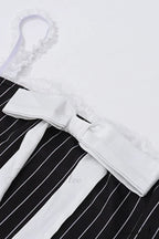 Striped Cami Dress With Lace Straps And Bow-Tie