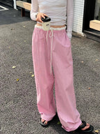 Striped Casual Ruched Vintage Sweet Straight Pant