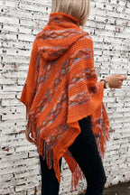 Striped Hooded Knit Tassel Relaxed Coat
