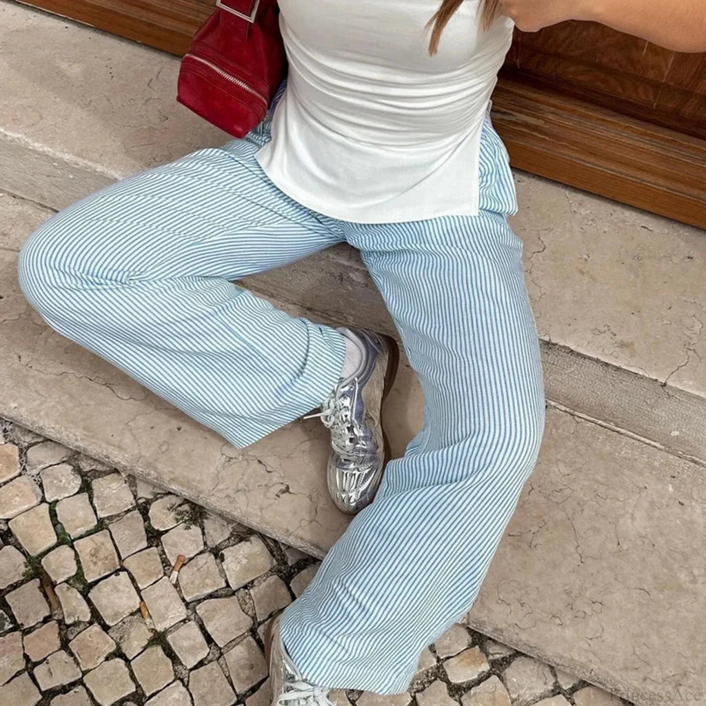 Striped Pajama Casual Elastic Waist Pant