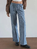 Striped Patchwork Drawstring Elastic Waist Pant