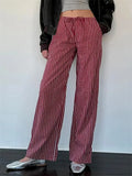 Striped Patchwork Drawstring Elastic Waist Pant