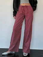 Striped Patchwork Drawstring Elastic Waist Pant