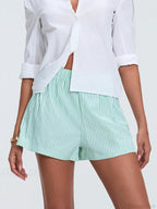 Striped Solid Mid Waist Short
