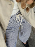 Striped Summer Loose Long Drawstring Pant