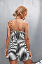 Striped V Neck Cami Rompers