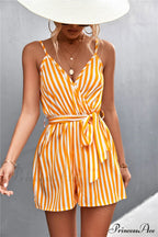 Striped V Neck Cami Rompers