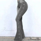 Stylish Flare Control Tummy Skin-Touch Skinny Women Wide Leg Denim Trousers Jeans