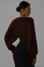 Stylish V-Neck Cropped Sweater