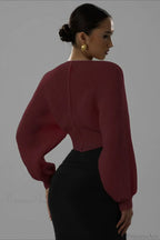 Stylish V-Neck Cropped Sweater