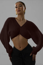 Stylish V-Neck Cropped Sweater
