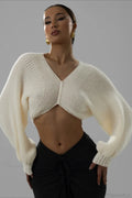 Stylish V-Neck Cropped Sweater