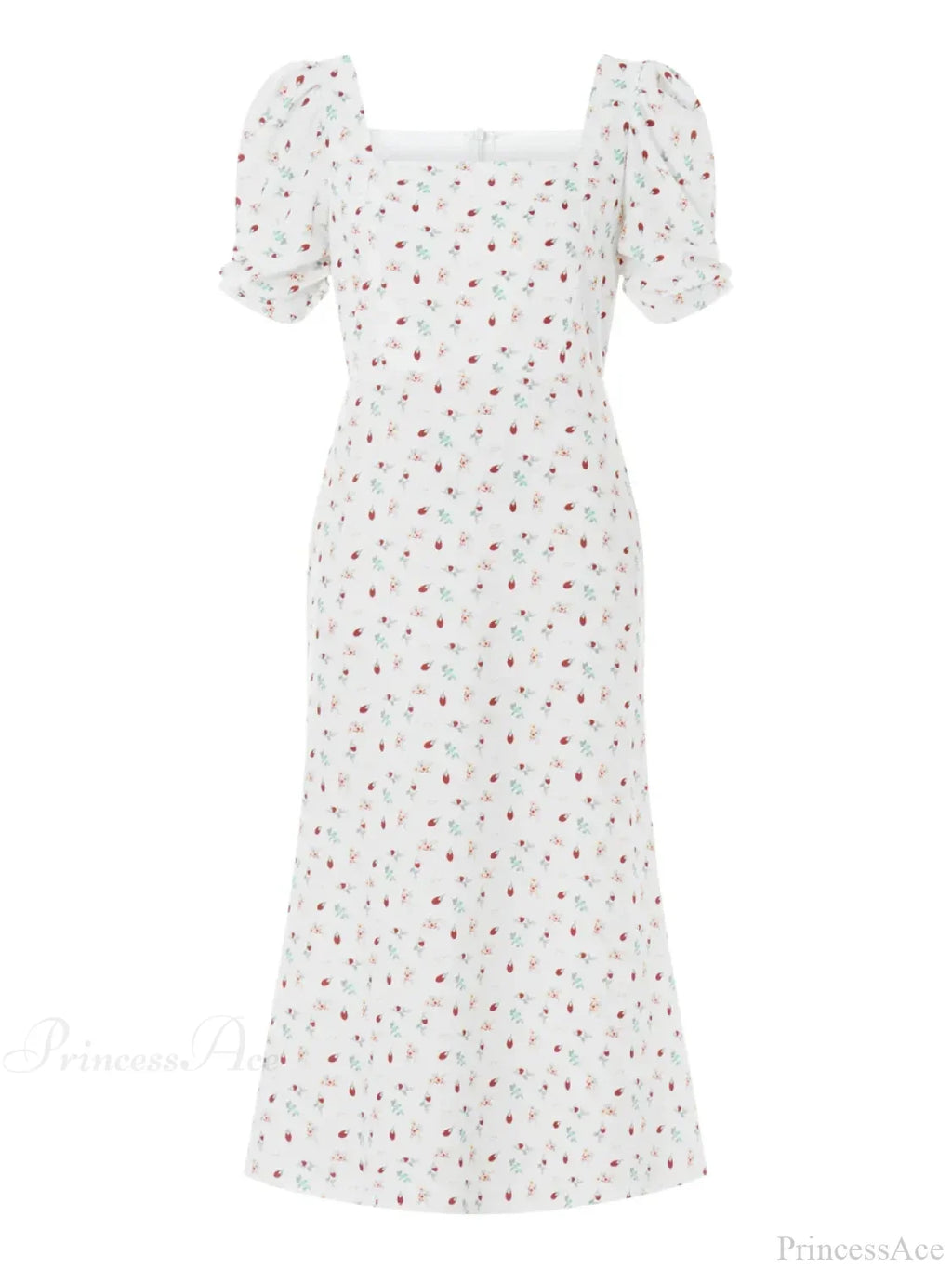 Summer Floral Midi Puff Sleeve A-Line Dress