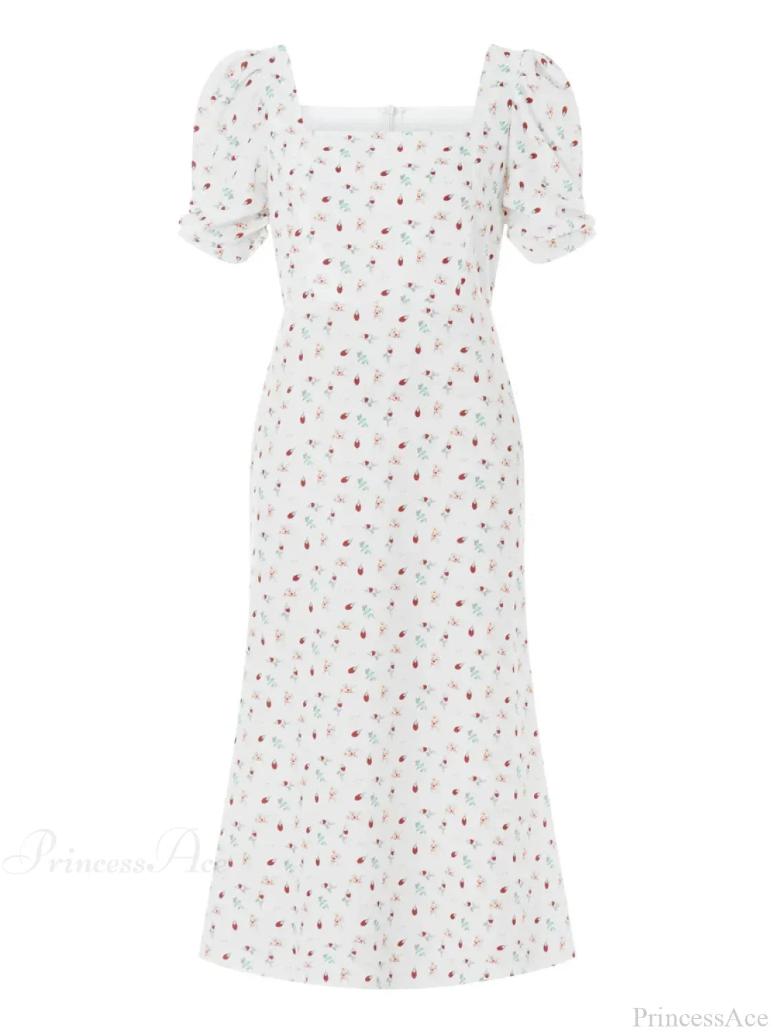 Summer Floral Midi Puff Sleeve A-Line Dress