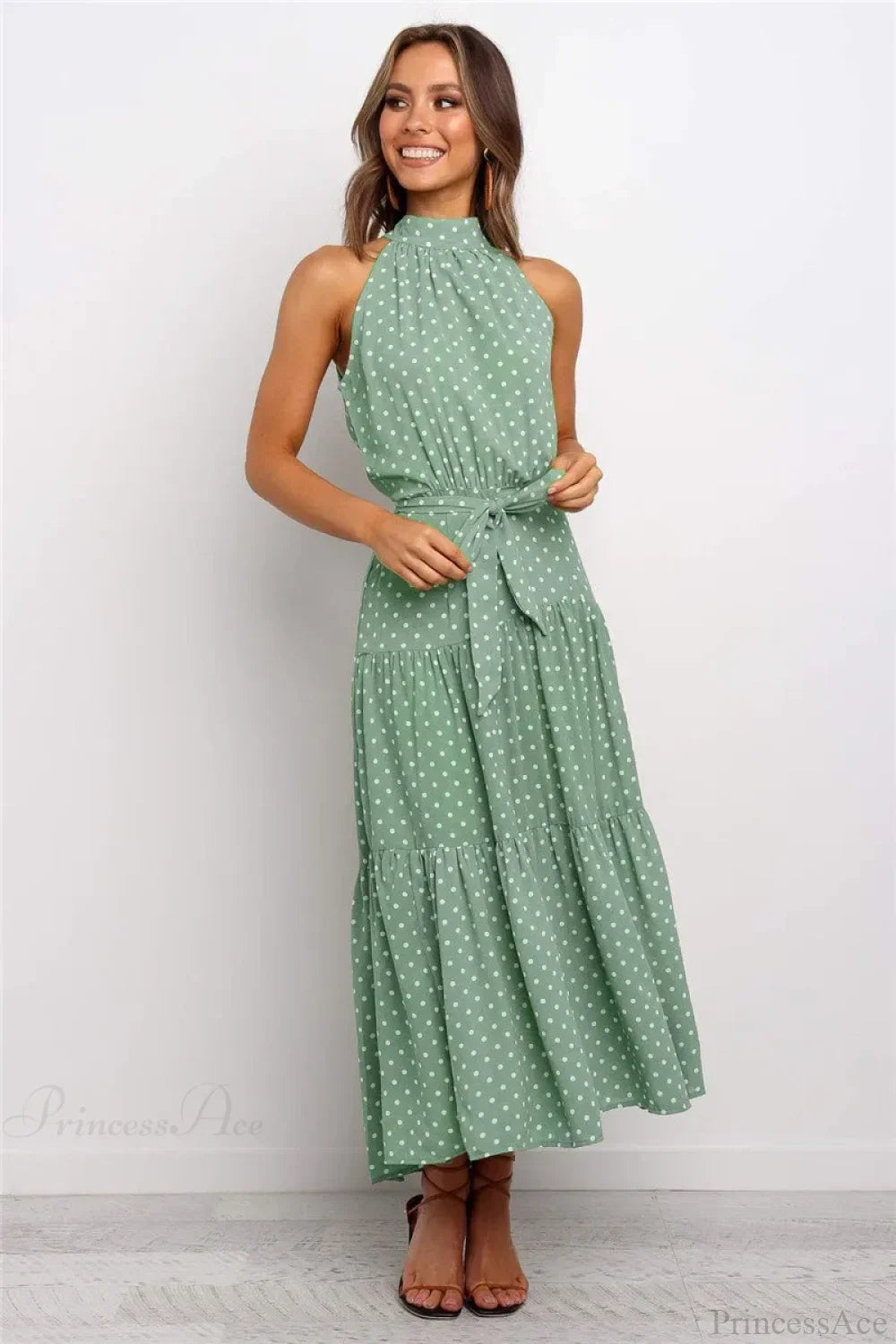 Summer Floral Print Halter Neck Beach Dress