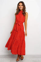 Summer Floral Print Halter Neck Beach Dress