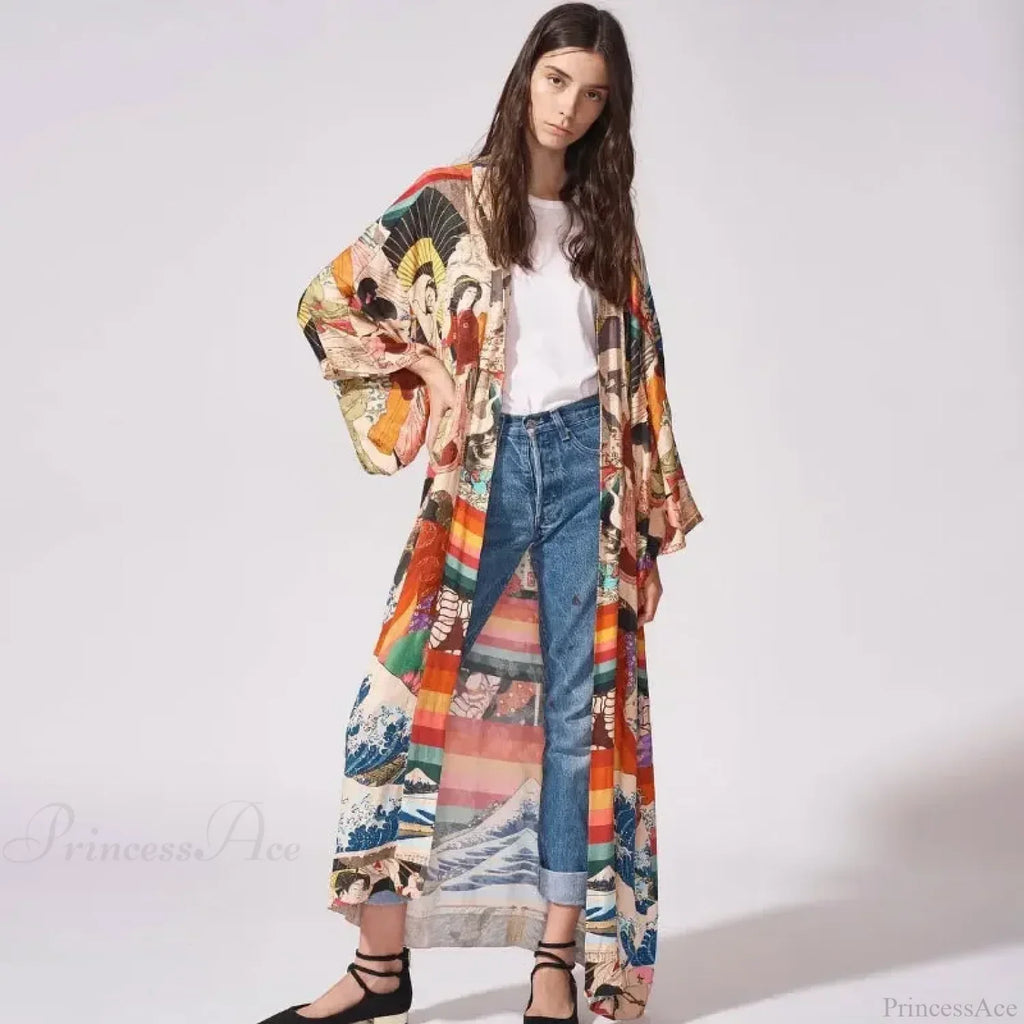 Summer Kimono Bikini Cover Up Boho Beach Floral Print