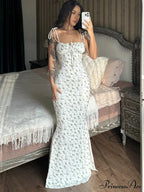 Summer Off Shoulder Lace Up Deep V Neck Es Holiday Casual Long Woman Floral Dress