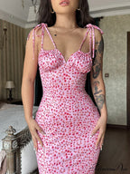Summer Off Shoulder Lace Up Deep V Neck Es Holiday Casual Long Woman Floral Dress