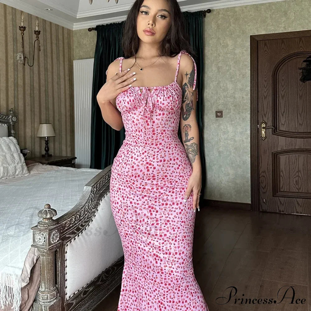 Summer Off Shoulder Lace Up Deep V Neck Es Holiday Casual Long Woman Floral Dress