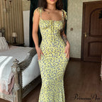 Summer Off Shoulder Lace Up Deep V Neck Es Holiday Casual Long Woman Floral Dress
