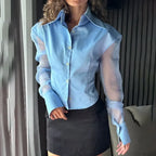 Summer See-Through Slim Blouse