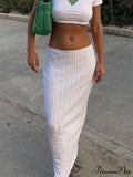 Summer Holiday Beach Dropped Waist See-Through White Trendy Maxi Skirt