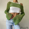 Summer Long Sleeve Smock Knitted Crop Top
