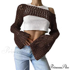 Summer Long Sleeve Smock Knitted Crop Top