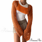 Summer Long Sleeve Smock Knitted Crop Top