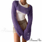 Summer Long Sleeve Smock Knitted Crop Top