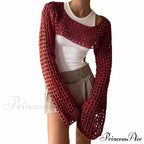 Summer Long Sleeve Smock Knitted Crop Top