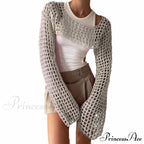 Summer Long Sleeve Smock Knitted Crop Top