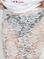 Summer Sheer Lace Floral Long Skirt Y2K Party