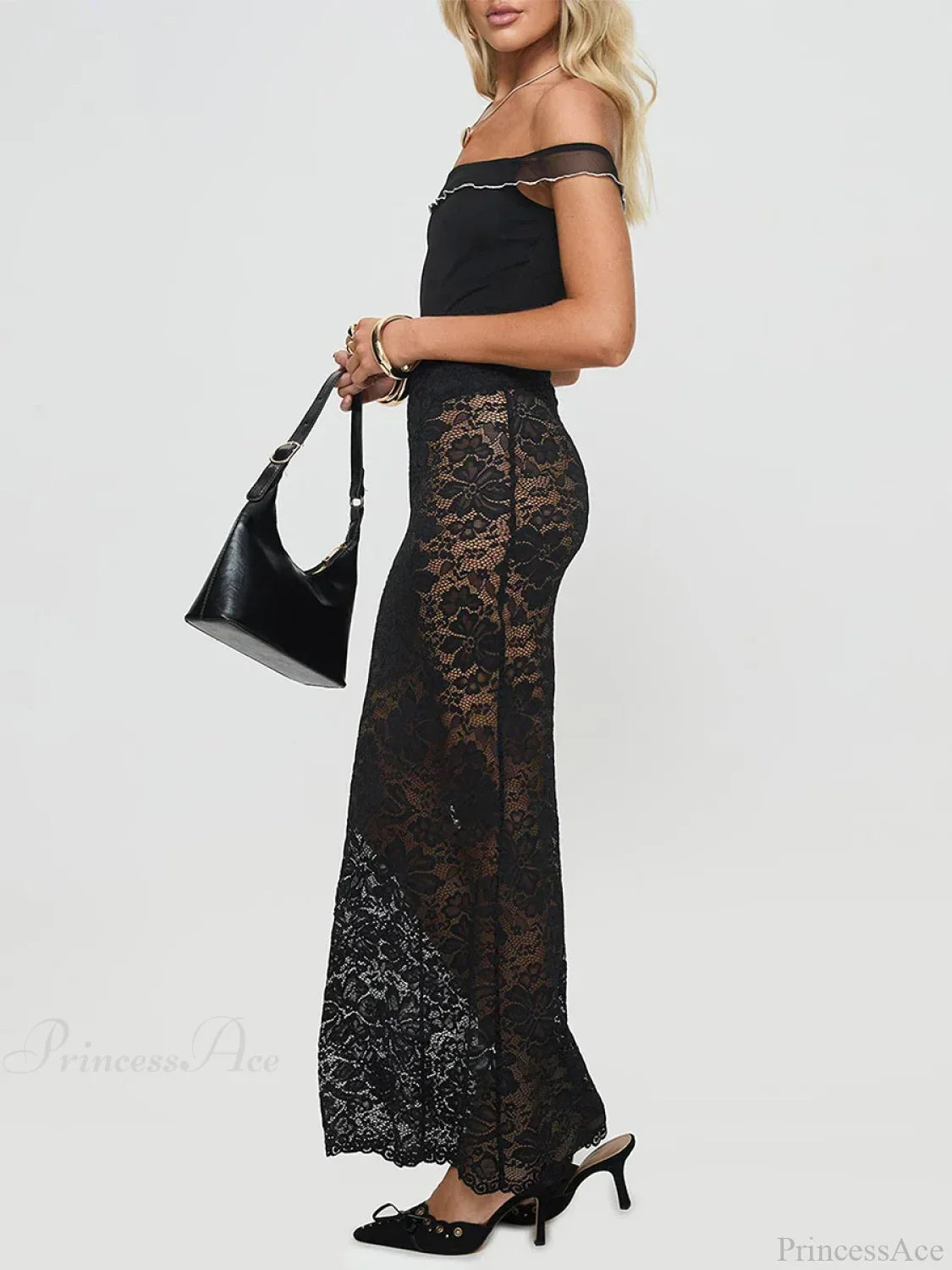 Summer Sheer Lace Floral Long Skirt Y2K Party