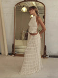 Summer Sleeveless Backless Top High Waist Skirt Beach Party Dress