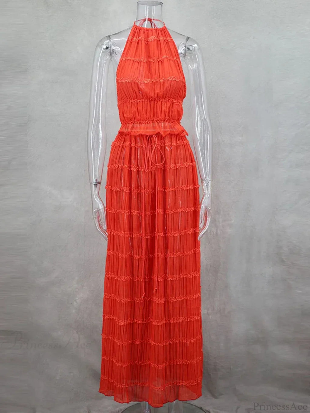 Summer Sleeveless Backless Top High Waist Skirt Beach Party Dress