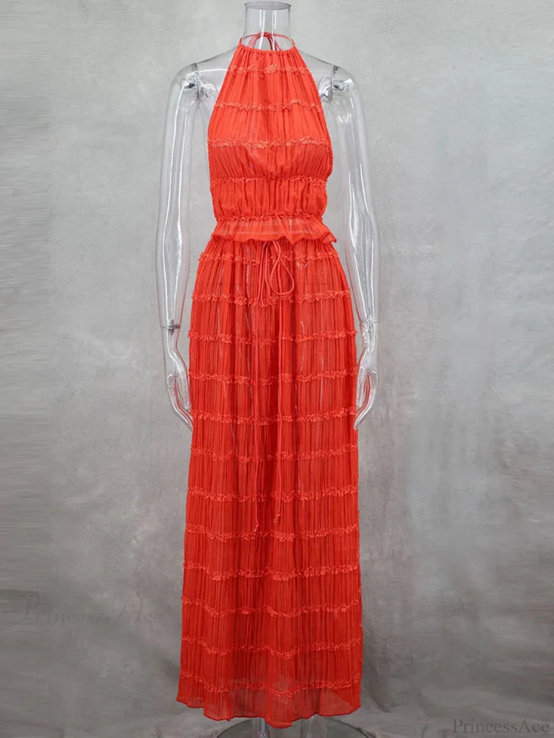 Summer Sleeveless Backless Top High Waist Skirt Beach Party Dress