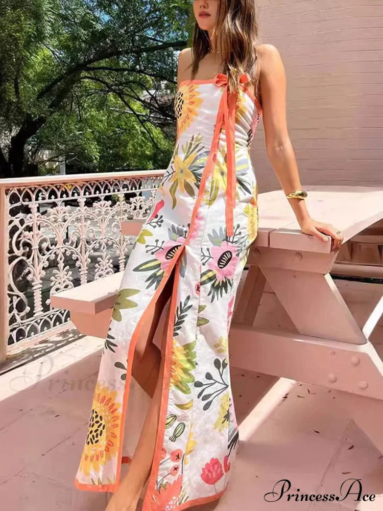Summer Split Charming Wrap Printed Dresses